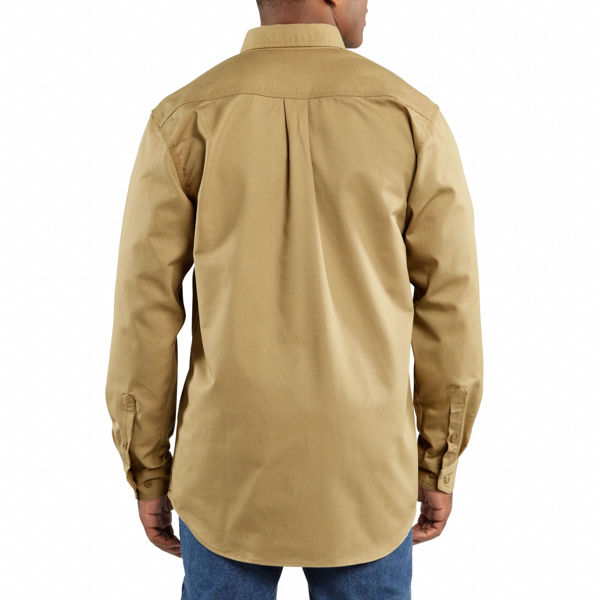 CARHARTT Khaki Flame-Resistant Collared Shirt, Size: 2XL, Fits Chest ...