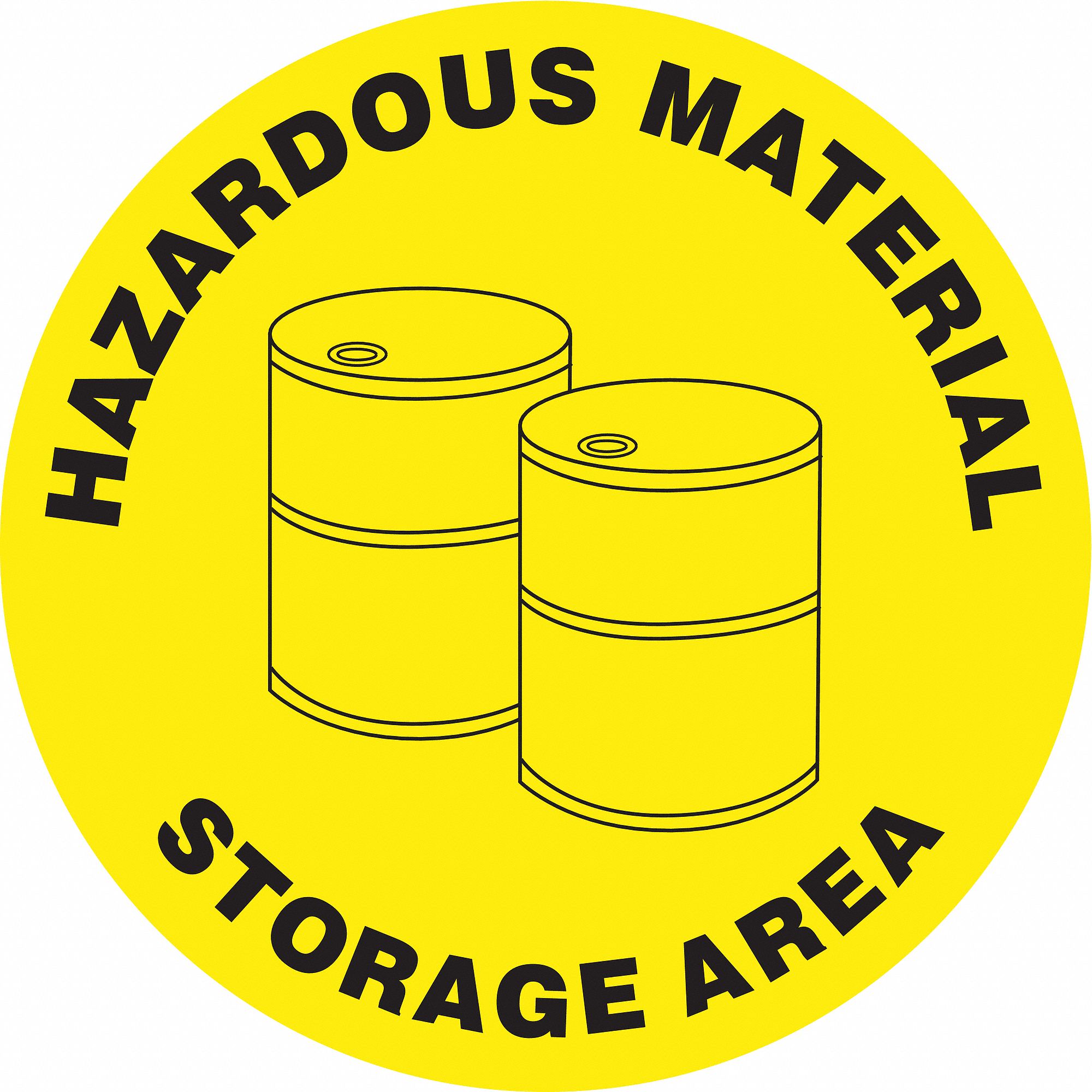 SLIP-GARD ROUND FLOOR SIGN, VINYL, HAZARDOUS MATERIAL STORAGE AREA, NO HEADER, CIRCLE, ADHESIVE MOUNT, 17 X 17 IN