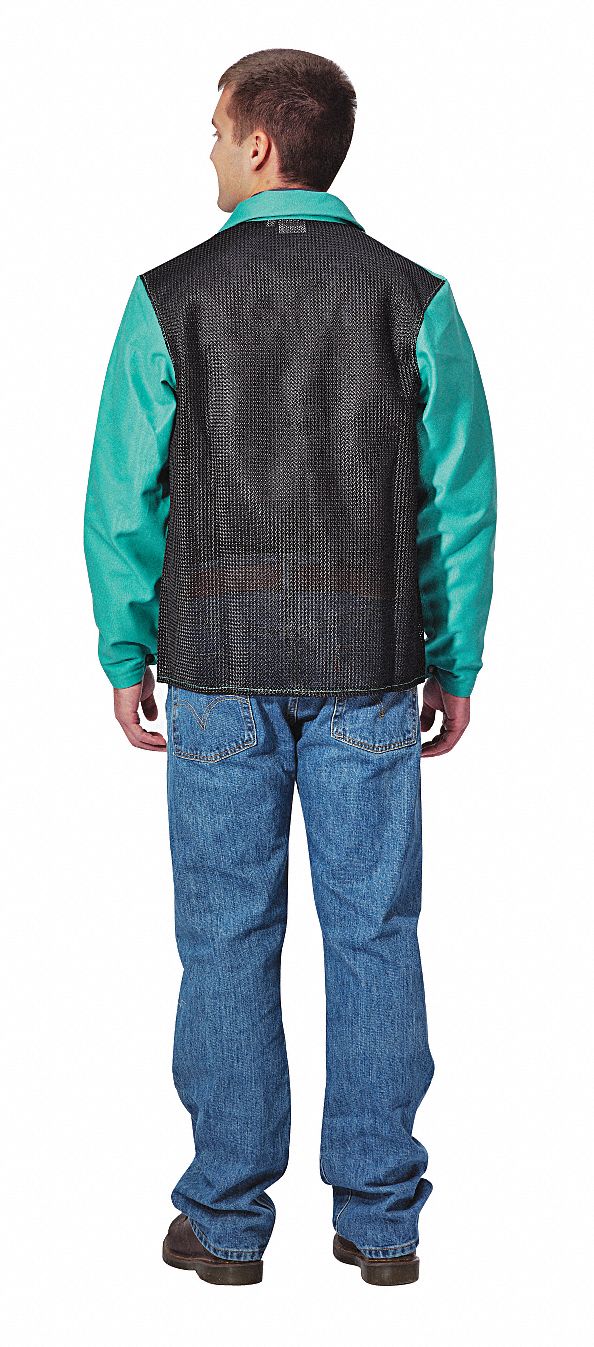 FR Welding Jacket, Green, Cane Back, 4XL