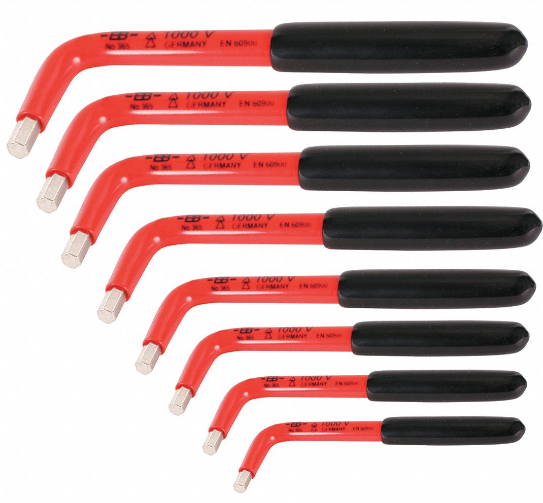 Hex Key Set: 6 - 10 Pieces, L, SAE, Std End, Long, 8 Pieces, Box, Chrome, 1 Tips