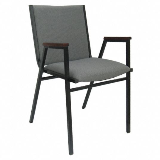 Black Steel Stacking Chair with Gray Seat Color, 1EA Grainger
