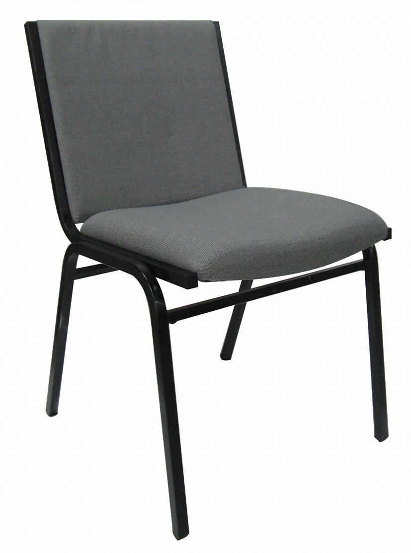 Black Steel Stacking Chair with Gray Seat Color, 1EA Grainger