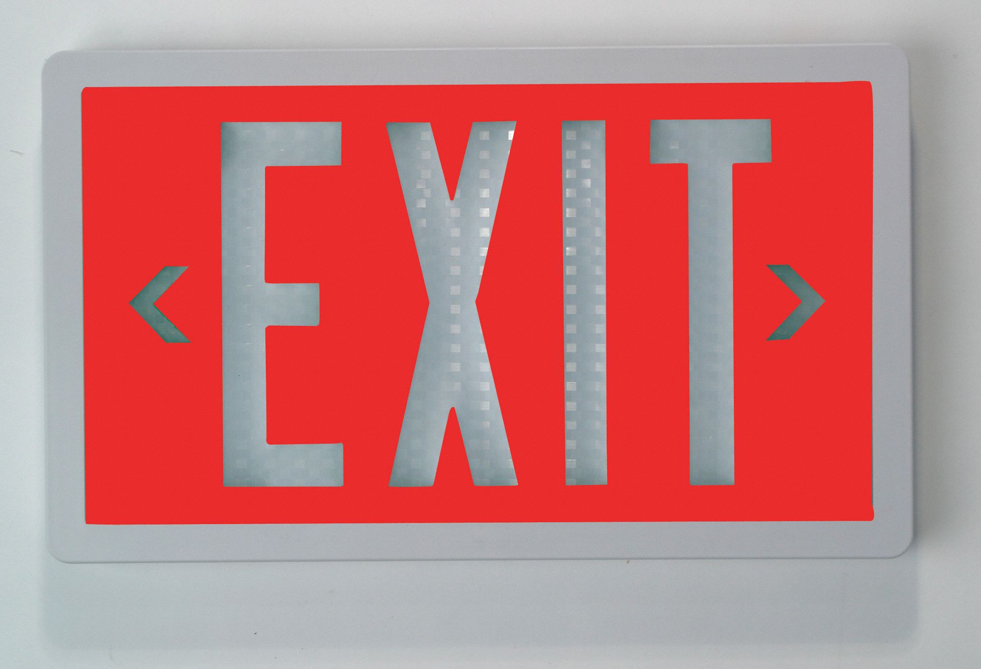 Self-Luminous Exit Sign: 1 Faces, Red, White, Plastic, 10 yr Life Expectancy, Wall, Surface