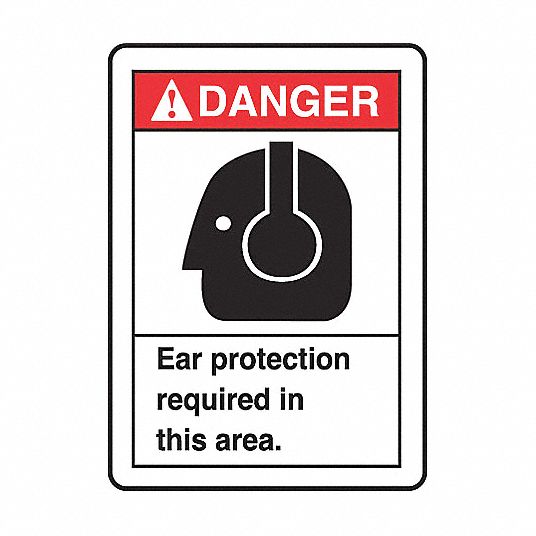 Danger Sign, Ear Protection Required In This Area., Header Danger ...