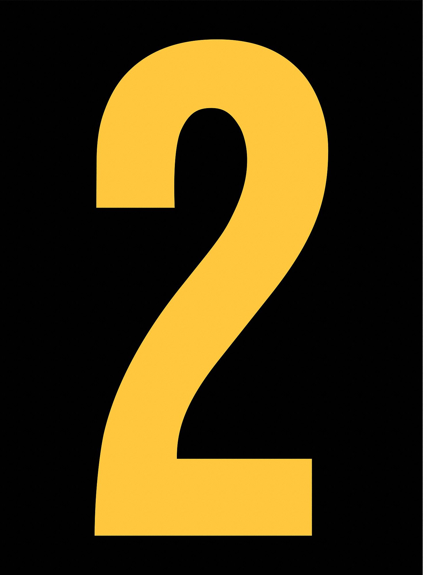 Number Label: 2 1/2 in Character Ht, Indoor/Outdoor, Engineer-Grade Retroreflective, Yellow, 25 PK
