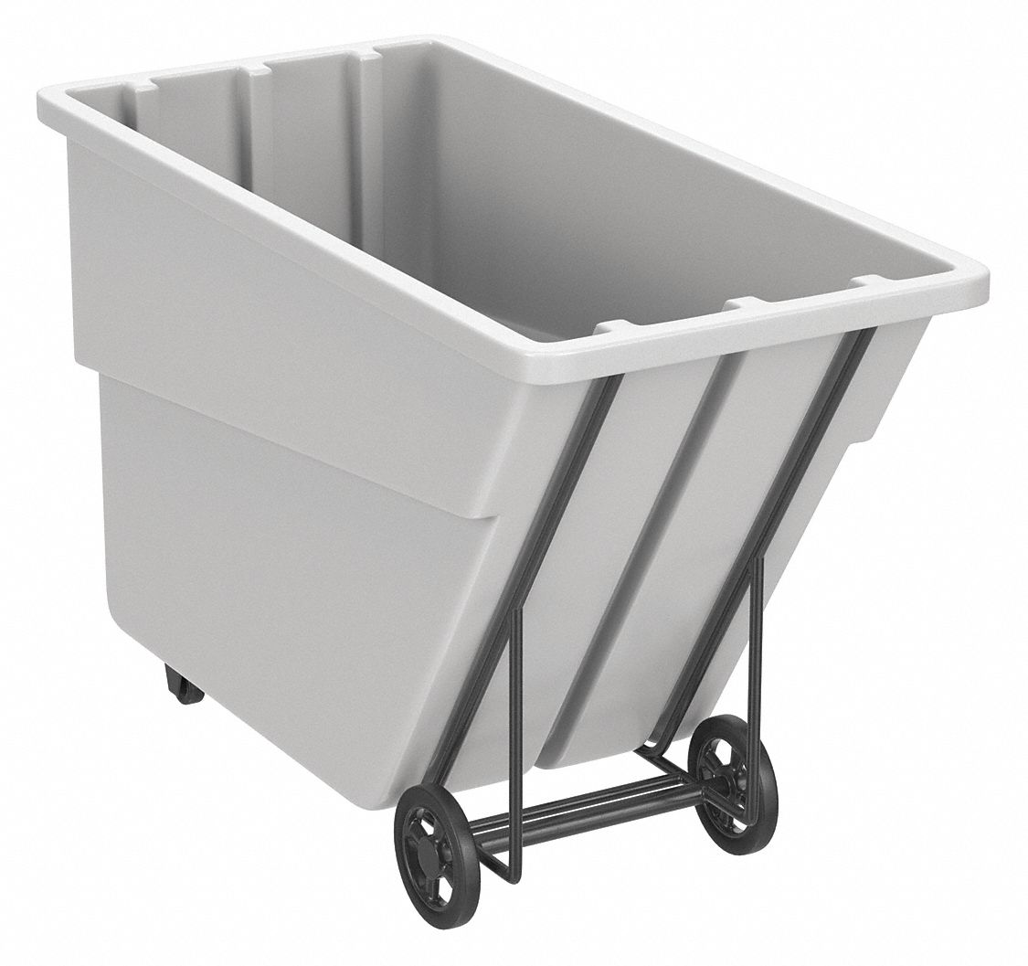 General Purpose Plastic Tilt Truck: 16 cu ft Cubic Foot Capacity, White, Raised