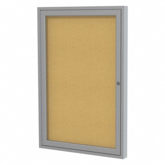 GHENT Enclosed Bulletin Board Cork, 18 in Wd, 24 in Ht, (2) Keys/Locks