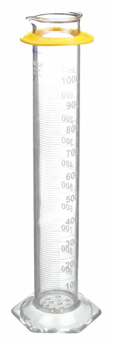 Graduated Cylinder: 1 L Capacity - mL, 33.8 fl oz Capacity - oz, 10 mL Graduation Increments - mL, A