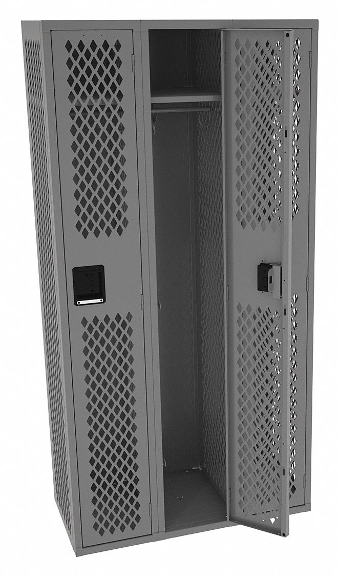 Wardrobe Locker: 36 in x 18 in x 78 in, Ventilated, 1 Tiers, 3 Units Wide, Padlock Hasp