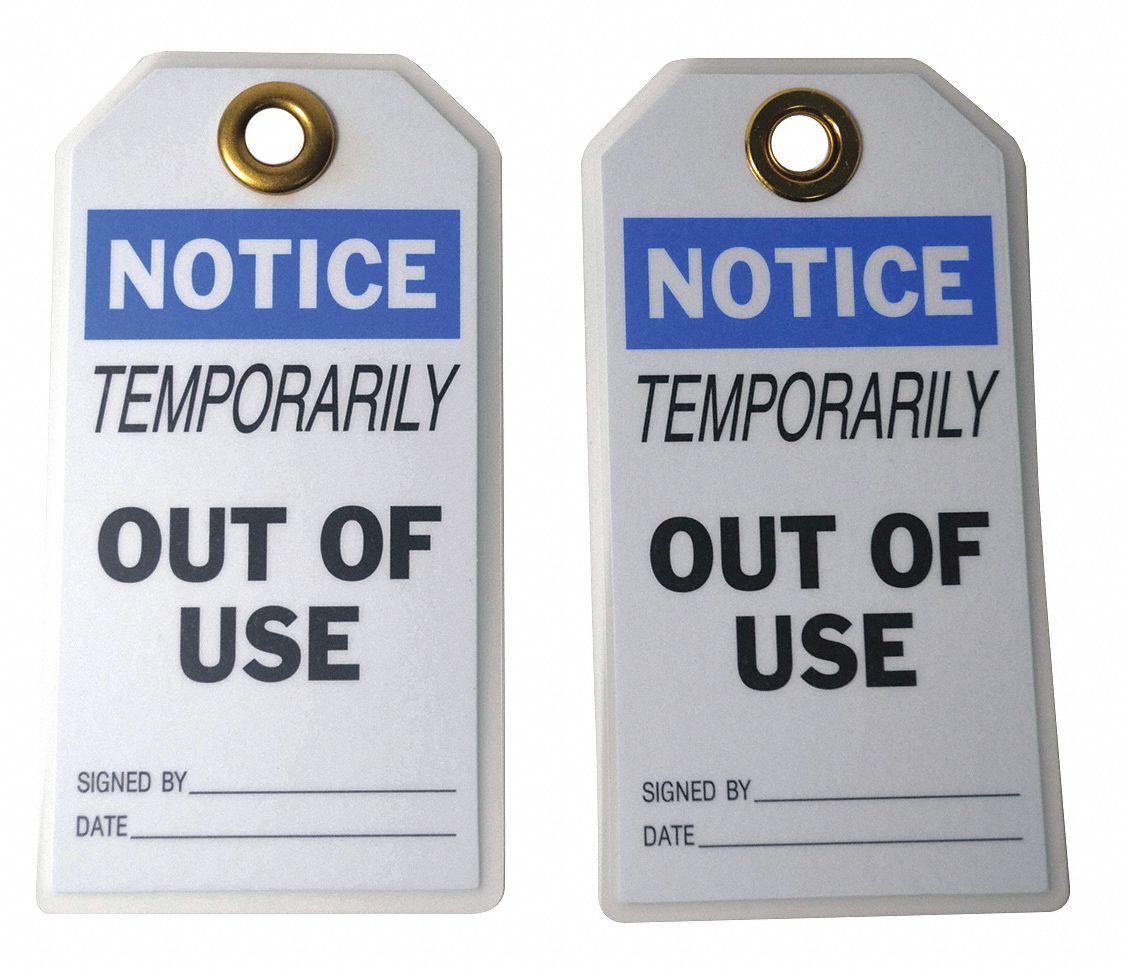 Tag: No Header, 3 in Wd, 5 3/4 in Ht, Black/Blue/White, Rectangle, Polyester, Indoor/Outdoor, 10 PK