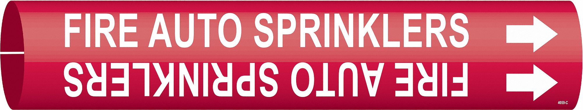 Pipe Marker: Fire Auto Sprinklers, Red, White, Fits 2 1/2 to 3 7/8 in Pipe O.D., 1 Pipe Markers