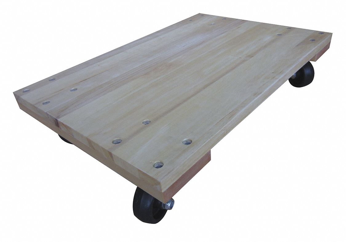SOLID-DECK WOOD GENERAL PURPOSE DOLLY, 900 LB LOAD CAPACITY, SOLID PLASTIC, BROWN