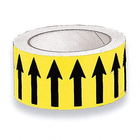 BANDING TAPE, YELLOW/BLACK, 2 IN W, 54 FT ROLL L, VINYL, 2 IN ROLL W, 648 IN L