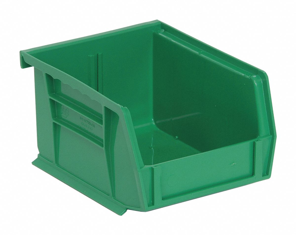 HANG/STACK BIN,5-3/8L X 4-1/8W,GREEN