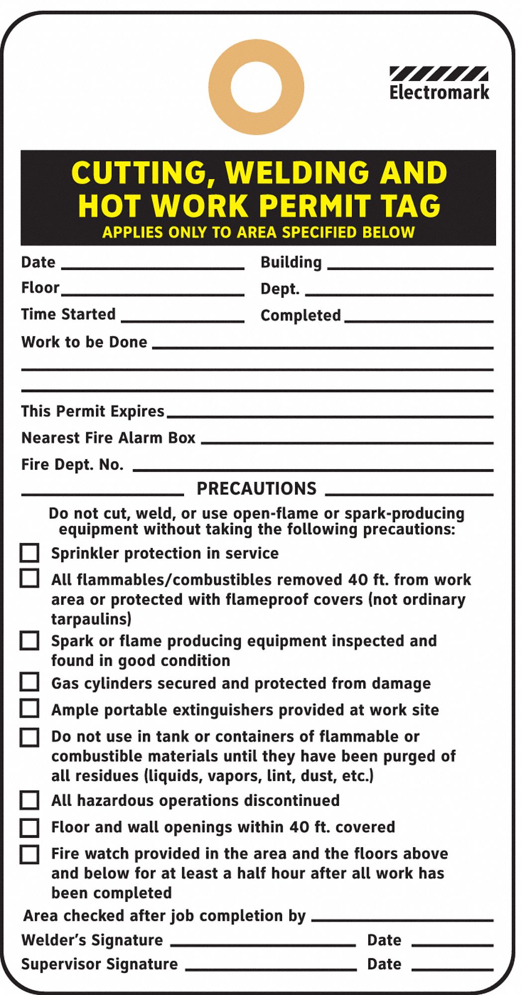 Welding permit to clearance work