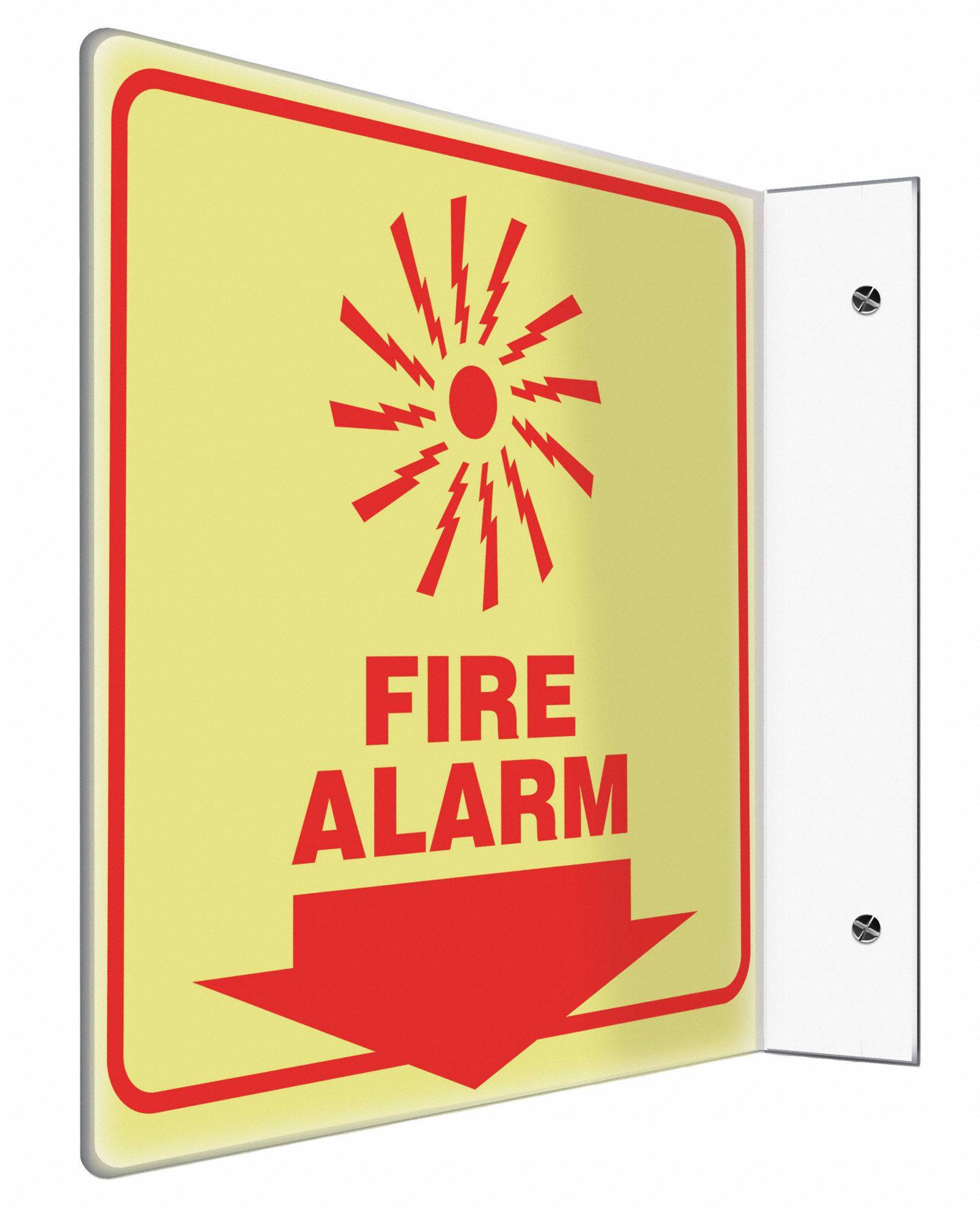 FIRE EQUIPMENT SIGN, NO HEADER, PLASTIC, 8 IN X 8 IN, WITH MOUNTING HOLES, L-SHAPED, NOT RETROREFLECTIVE