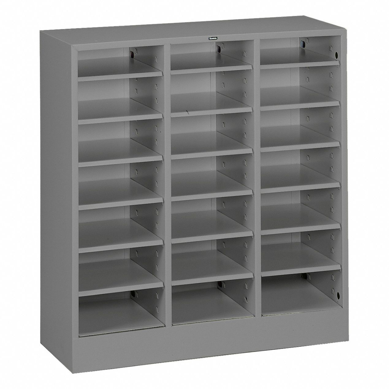 Literature Sorter: Medium Gray, 21 Compartments, 24 in Overall Dp, 30 5/8 in Overall Wd