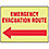 Evacuation Route Sign,10 x 14In,R/YEL