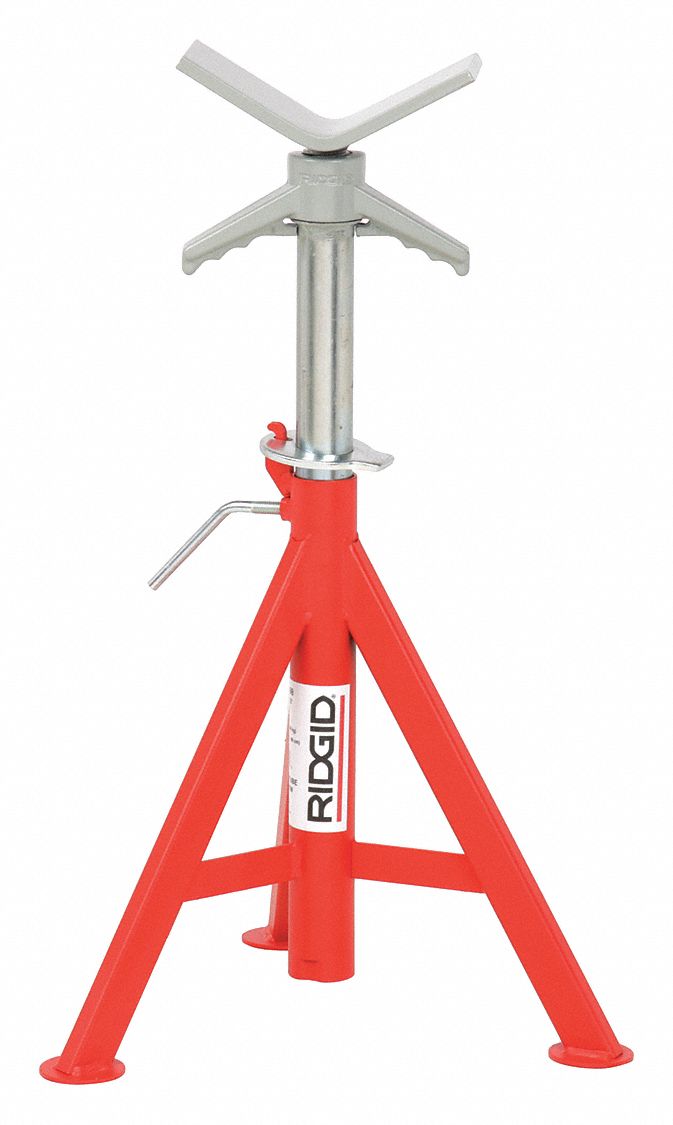 V-HEAD LOW PIPE STAND, TUBULAR STEEL, 20 TO 38 IN HEIGHT, 12 IN PIPE CAPACITY, 2500 LB