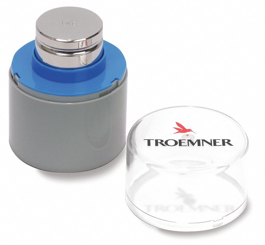 Calibration Weight: 1 kg Nominal Mass, 1, No Certificate, 316 Stainless Steel, Case, Metric