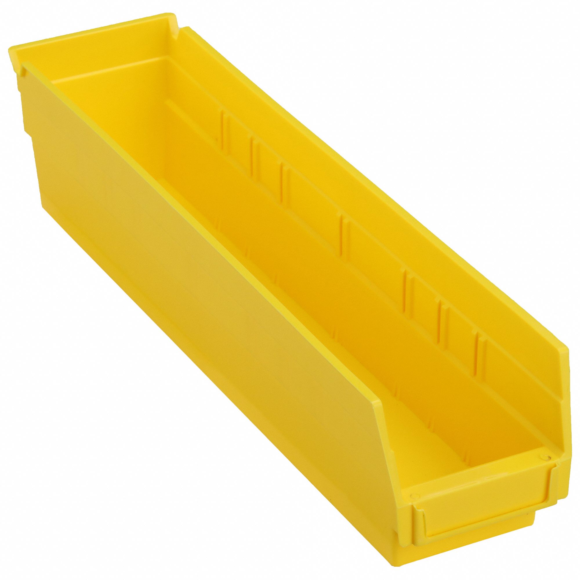 Shelf Bin: 17 7/8 in Overall Lg, 4 1/8 in x 4 in, Yellow, Nesting Capable