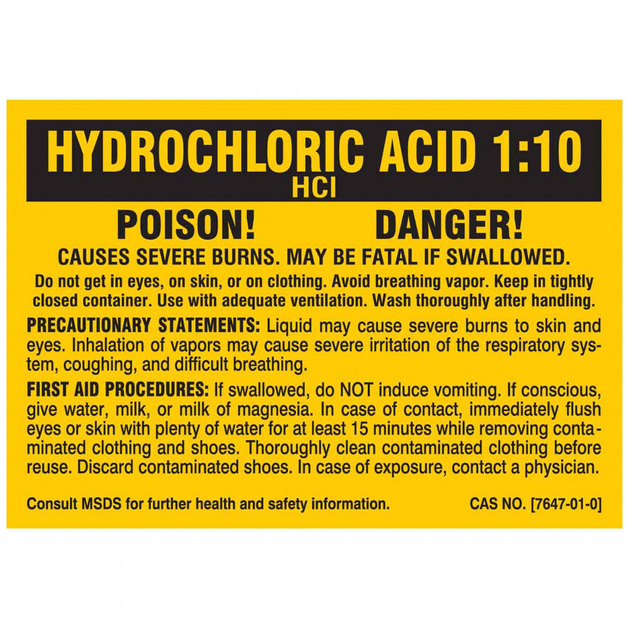 NFPA Label: Poison! Danger! Causes Severe Burns. May Be Fatal If Swallowed…, 2 in Ht, 2 7/8 in Wd