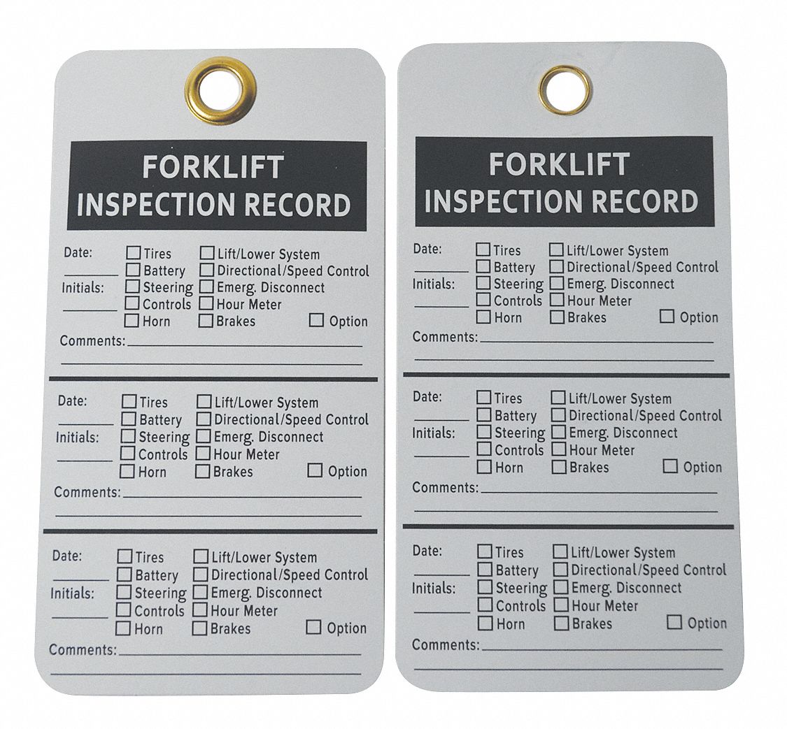 GRAINGER APPROVED Inspection Tag, Forklift Inspection Record, 5 3/4 in Height, 3 in Width