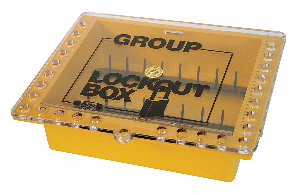SAALMAN SAFETY Yellow Plastic Group Lockout Box, Max. Number of ...
