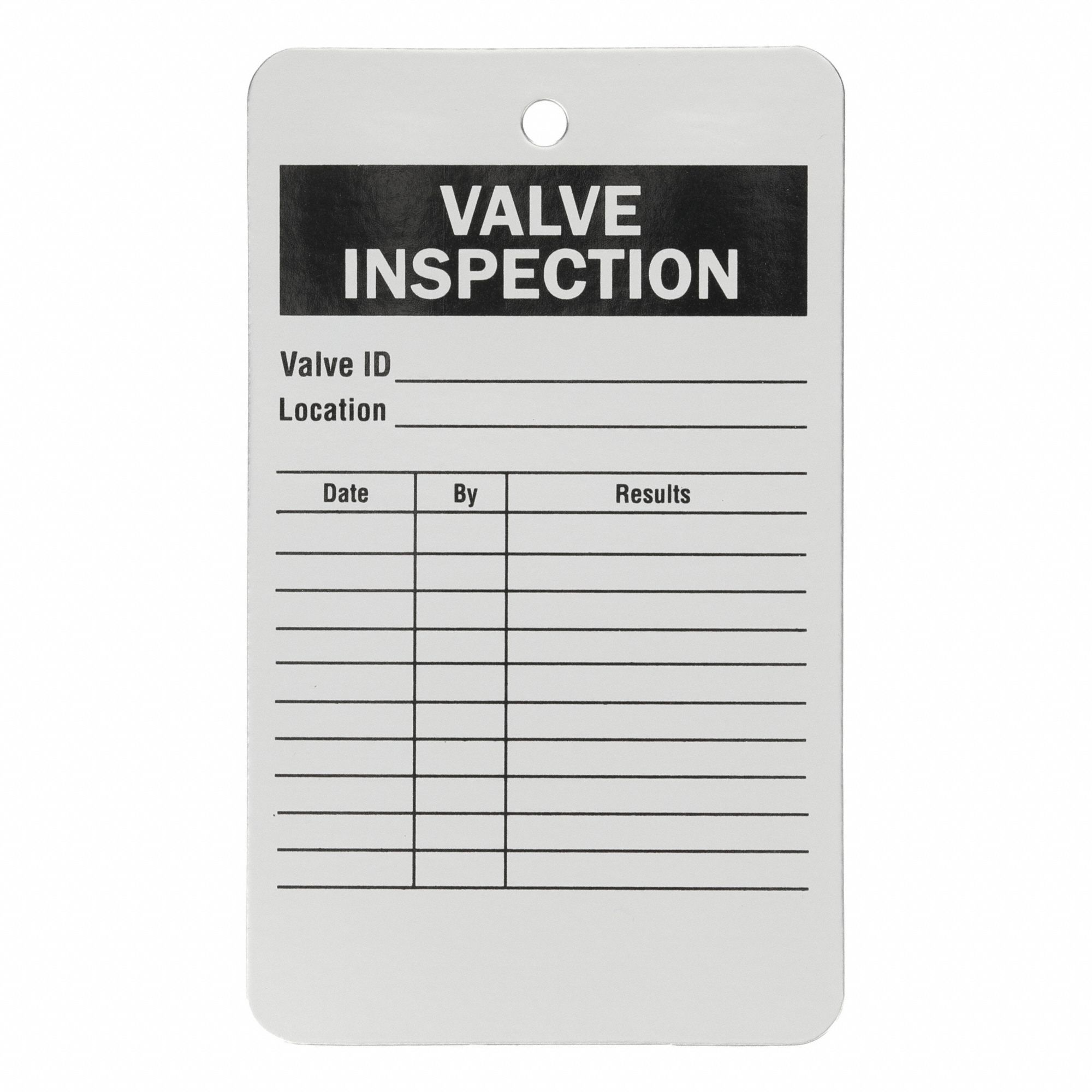 Tag: Valve, 3 in Wd, 5 in Ht, White, Aluminum, Rectangle, Indoor, 25 Tags, 25 PK