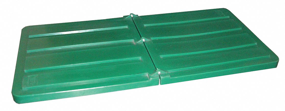 Hinged Truck Lid: 28.7 cu ft Fits Truck Size (Cu.-Ft.), MDPE, Green, Resting Lid