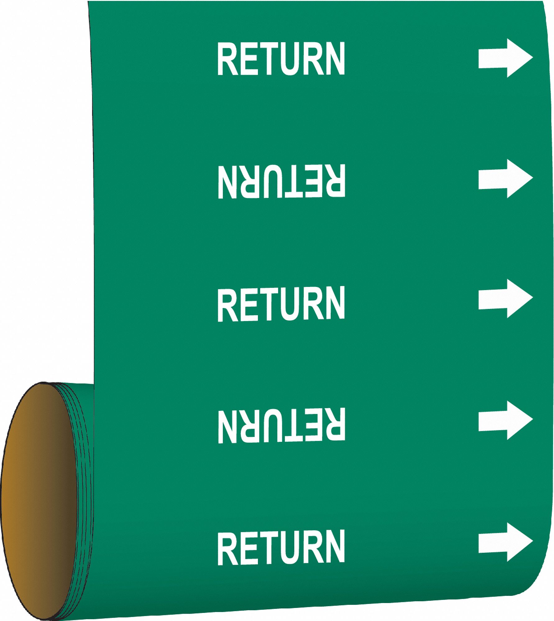 Pipe Marker: Return, Green, White, Fits 2 in and Smaller Pipe O.D., 30 Pipe Markers, With Arrows