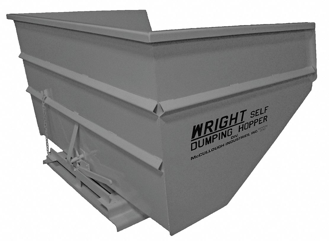 SELF DUMPING HOPPER, STANDARD, STEEL, LEVER, GREY, 6000 LB