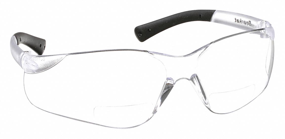 LUNETTES DE LECTURE DE SÉCURITÉ S/MONTURE, ENVELOPPANTE, PC, DURAMASS, TRSP, +2,50, BIFOCALE