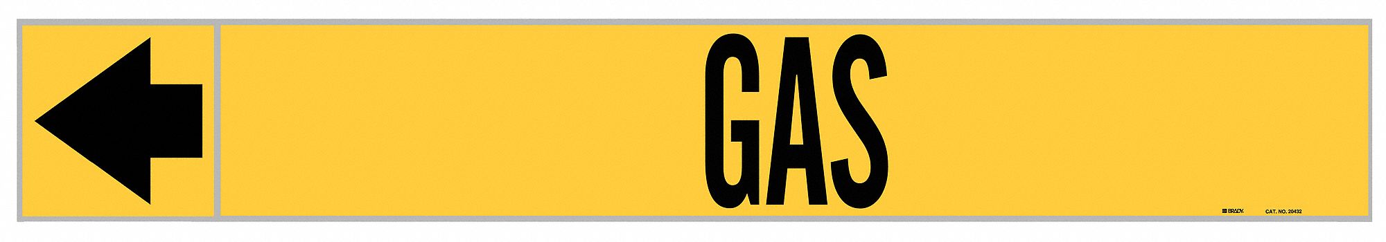 Pipe Marker: Gas, Yellow, Black, Fits 1 1/2 to 2 in Pipe O.D., 25 Pipe Markers, With Arrows