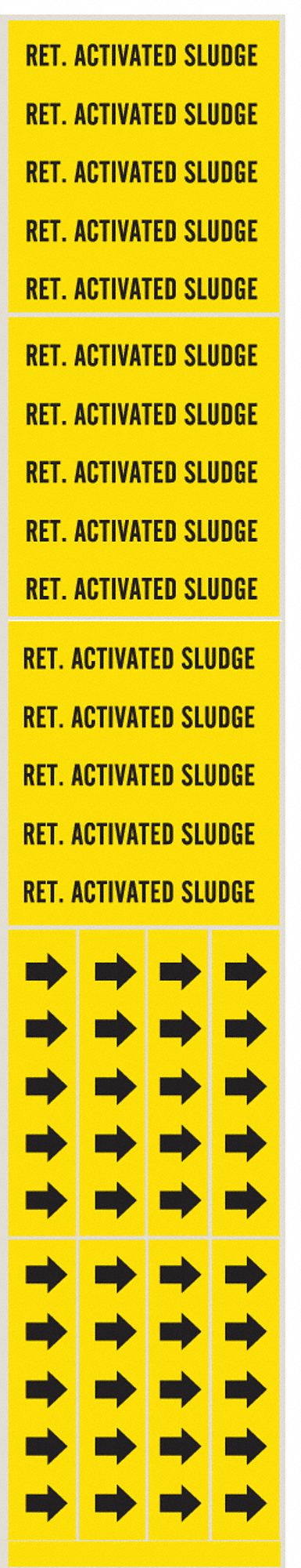 Return Activated Sludge, Yellow, Pipe Marker - 8PJV1|7245-3C - Grainger