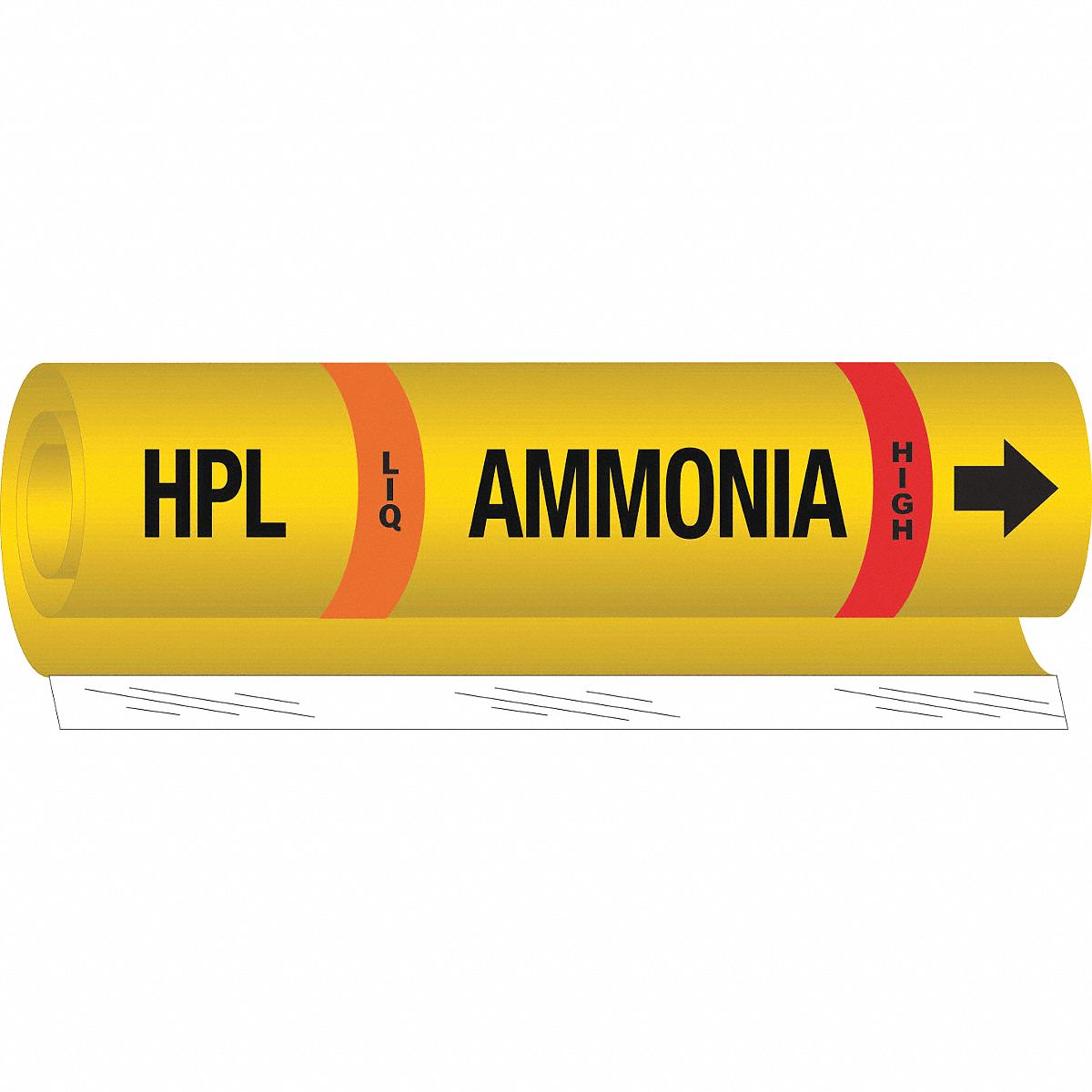 Pipe Marker: HPL, LIQ, High, Fits 1 1/2 to 2 3/8 in Pipe O.D., 1 Pipe Markers, With