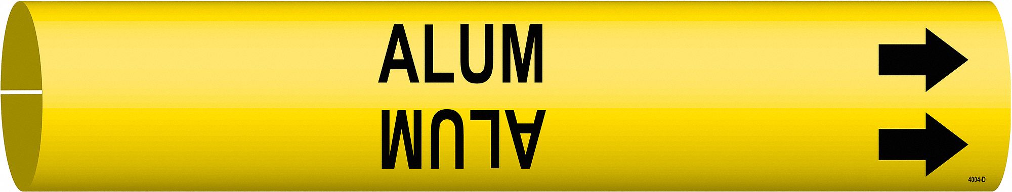 Pipe Marker: Alum, Yellow, Black, Fits 4 to 6 in Pipe O.D., 1 Pipe Markers, With Arrows