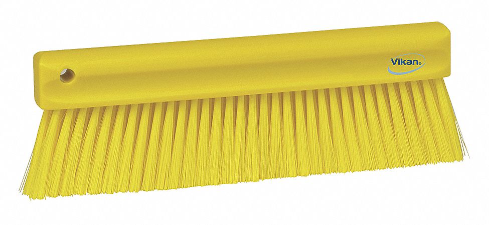 BENCH BRUSH, SOFT, POLYESTER BRISTLE, 13 IN HANDLE L, 13 IN BRUSH L, YELLOW