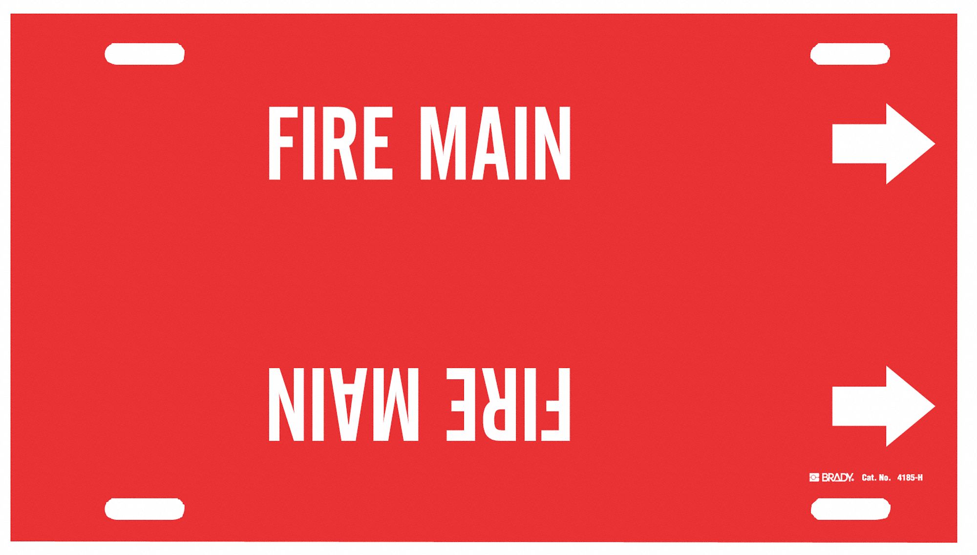 Pipe Marker: Fire Main, Red, White, Fits 10 to 15 in Pipe O.D., 1 Pipe Markers, With Arrows