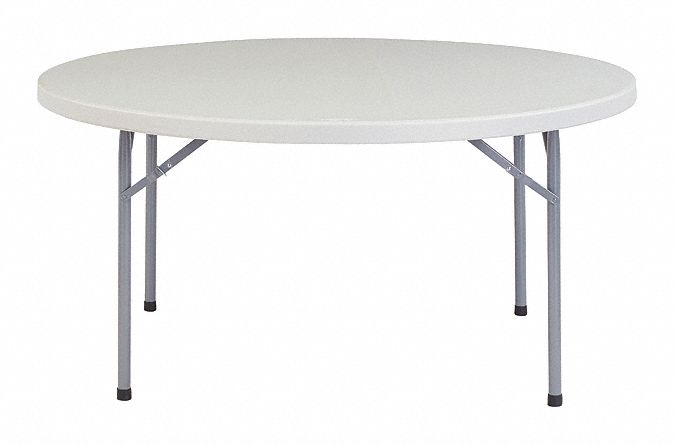 Folding Table: Round Table Shape, Speckled Gray Tabletop, 29 1/2 in, Plastic