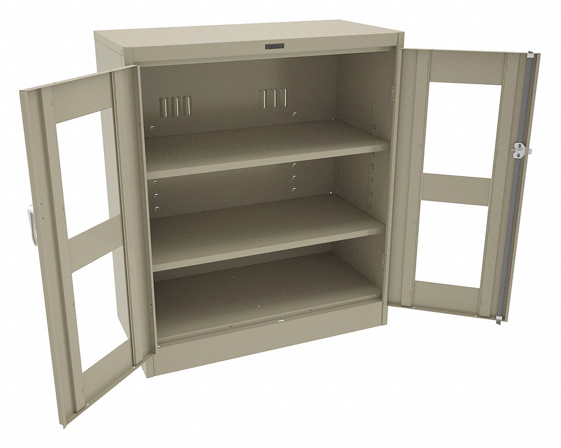 STORAGE CABINET, 36 X 18 X 42 IN, LEVELING, 2 ADJUSTABLE SHELVES, SWING HANDLE/KEYED, SAND