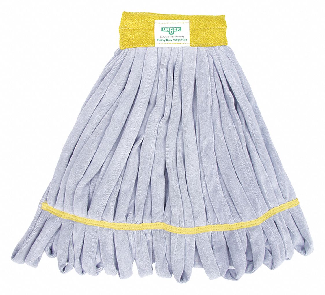 WET MOP, TUBE MOP, CLAMP-ON CONNECTION, LAUNDERABLE, 16 OZ DRY WEIGHT, MICROFIBRE, GREY/YELLOW