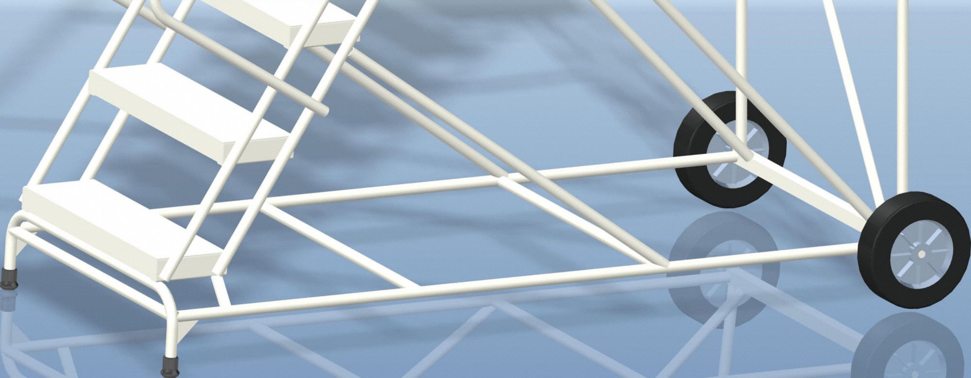 BALLYMORE 10Step Wheelbarrow Ladder, Ribbed Step Tread, 133 in Overall