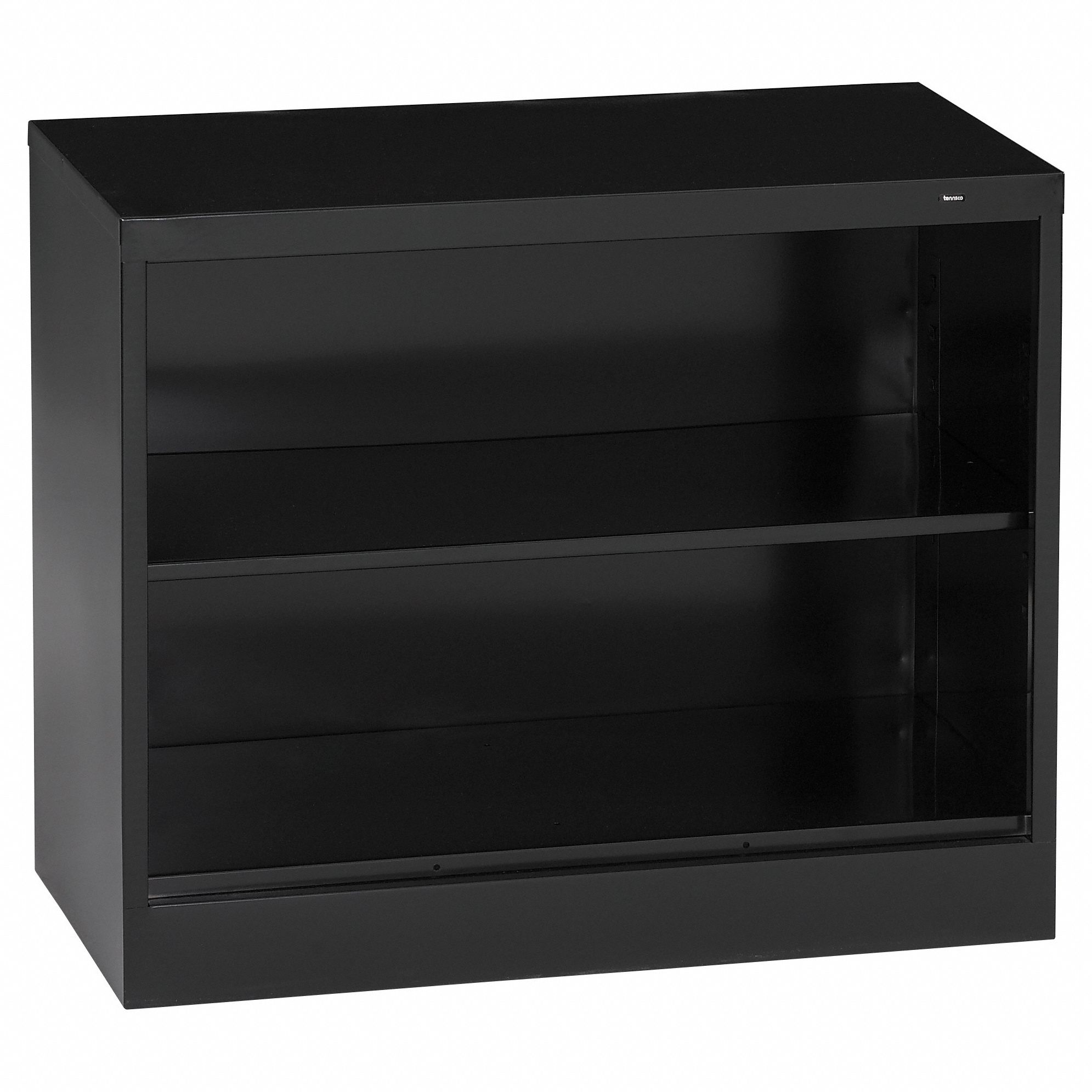 Bookcase: Black, Steel, 30 in Overall Ht, 36 in Overall Wd, 18 in Overall Dp, 1 Shelves