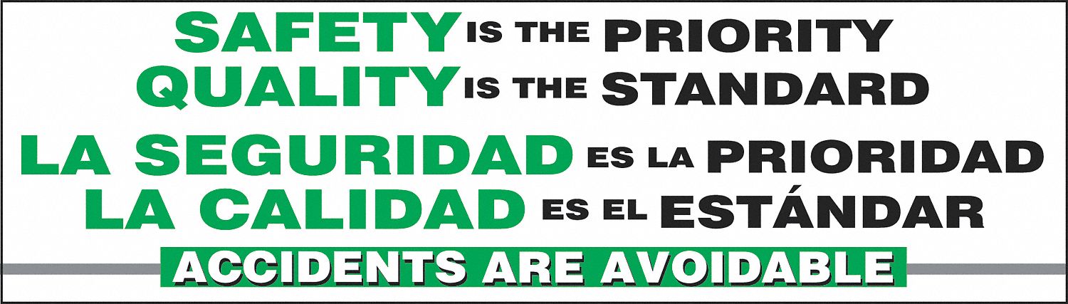 Safety Banner: Poly Sheeting, 28 in x 96 in Nominal Sign Size, Indoor/Outdoor, 1 Printed Sides