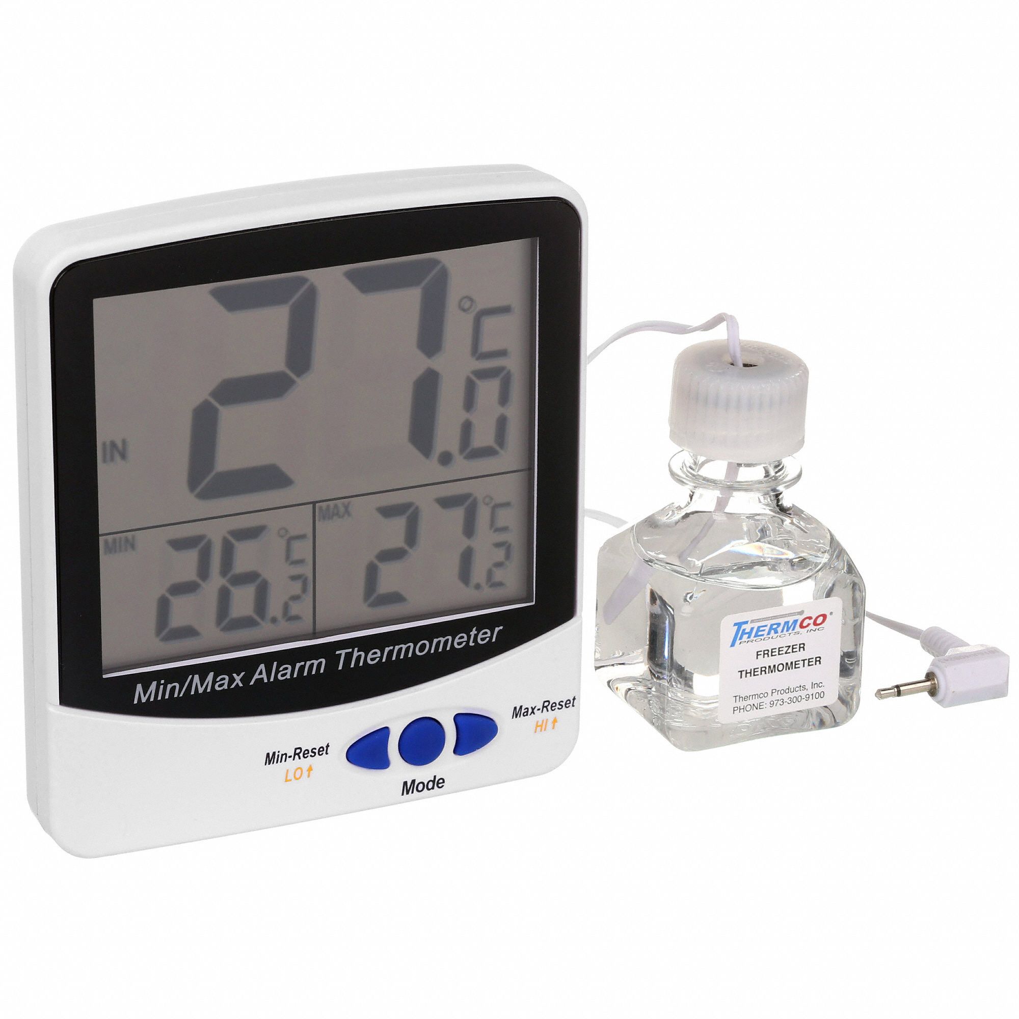 GRAINGER APPROVED Refrigerator/Freezer Thermometer, 58° to 392° Temp