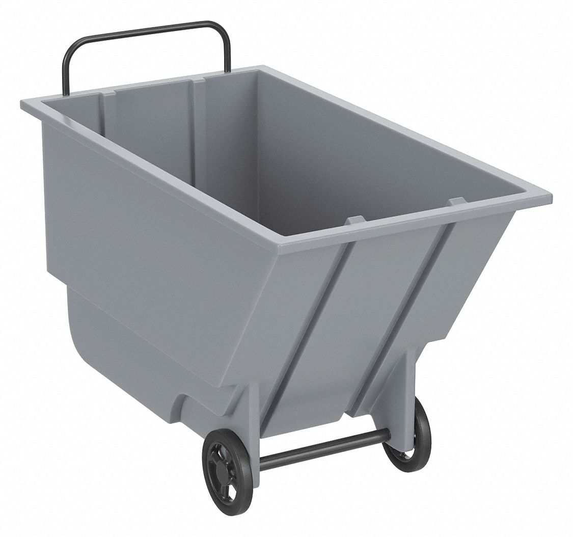 GENERAL PURPOSE PLASTIC TILT TRUCK, 9 CU FT CAPACITY, GREY, RAISED, LIGHT DUTY
