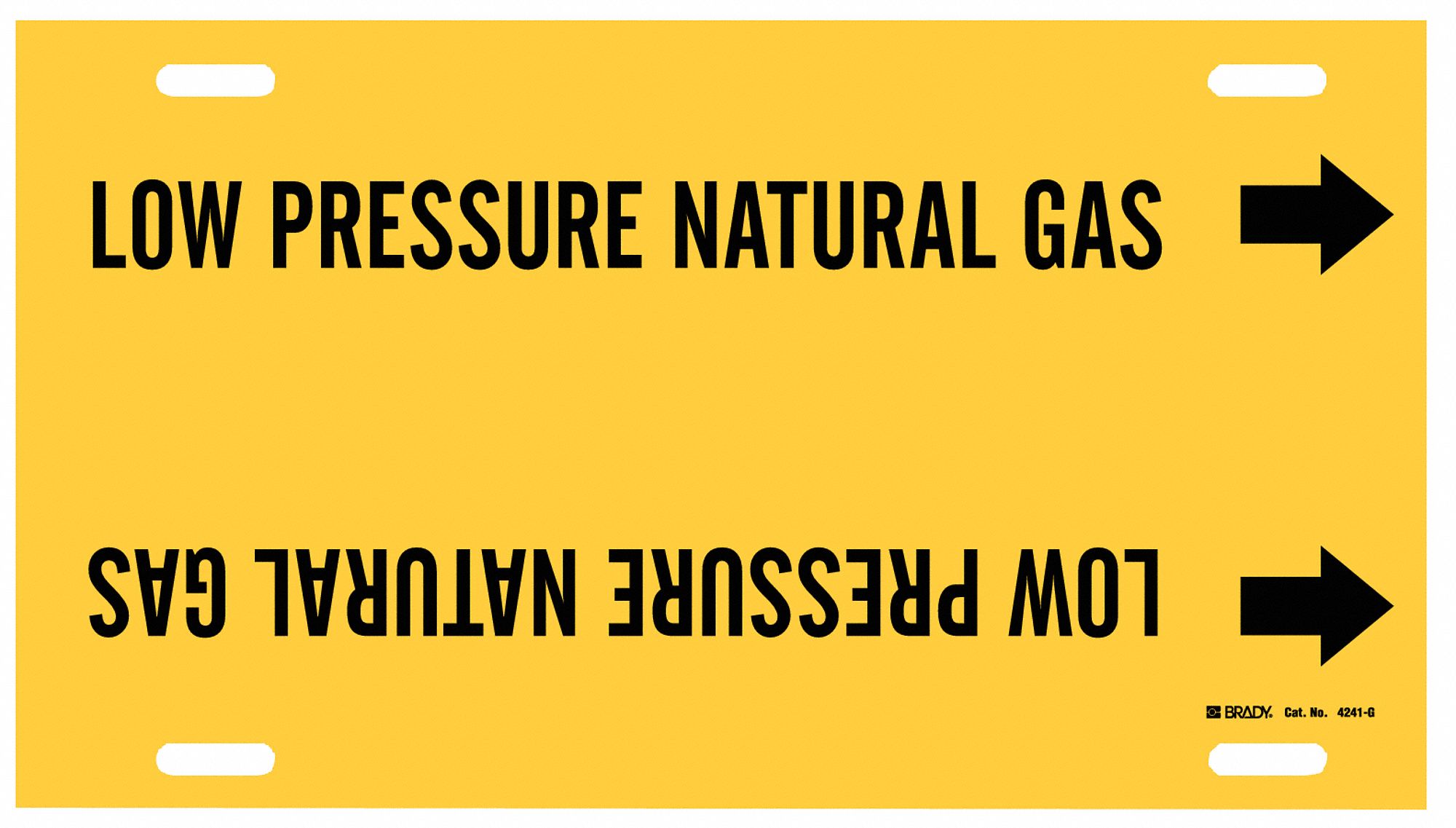 Pipe Marker: Low Pressure Natural Gas, Yellow, Black, Fits 8 to 9 7/8 in Pipe O.D., 1 Pipe Markers