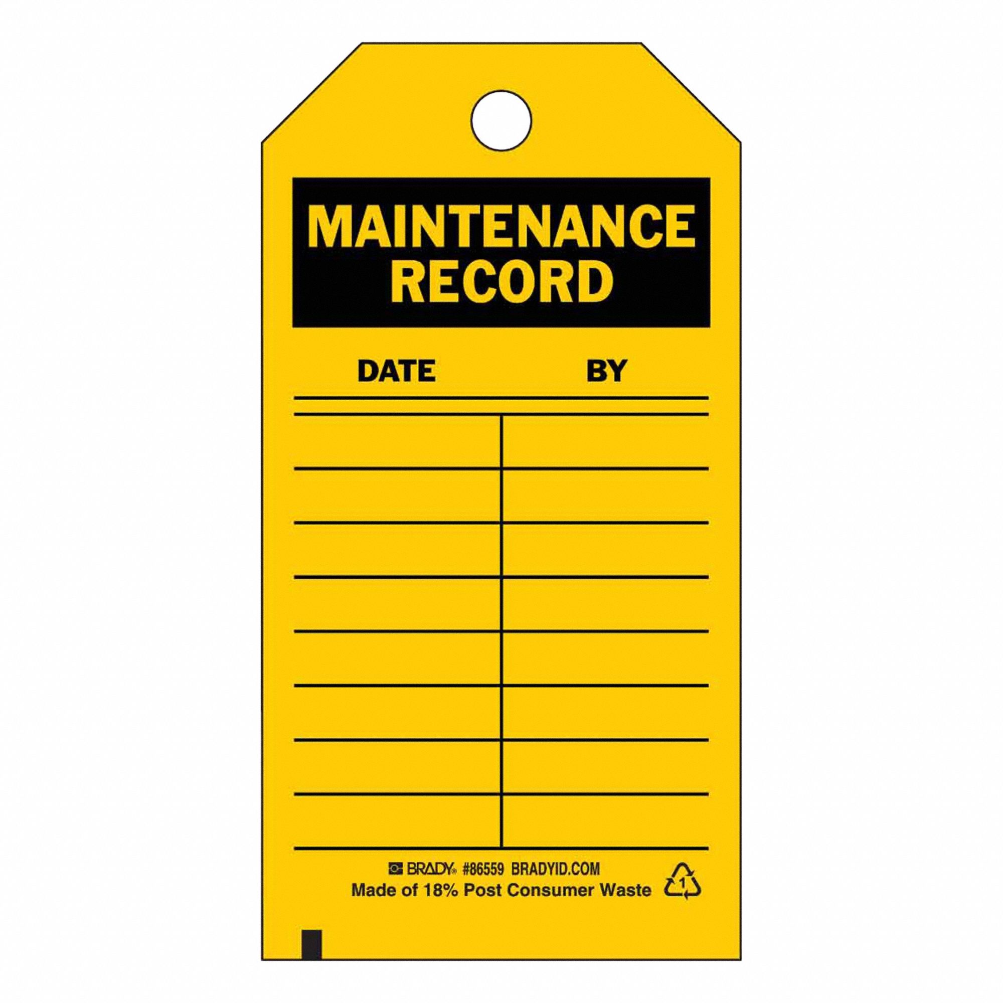 Tag: 3 in Wd, 5 3/4 in Ht, Heavy Duty Polyester, Black/Yellow, English