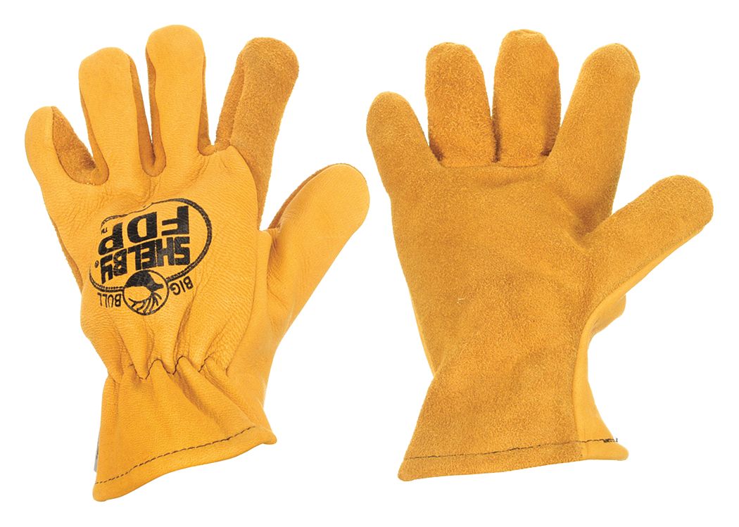 Firefighter Gloves: Leather Palm, Elkhide Leather, Thermal Modacrylic Fleece, Tan, S, 1 PR